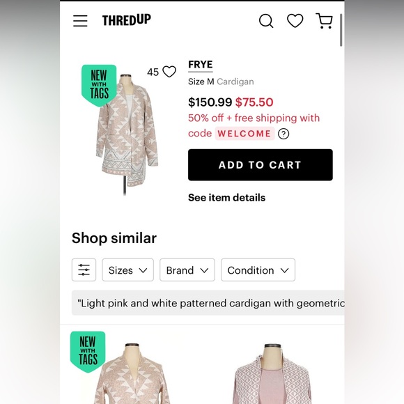 NWOT FRYE “The Cozy Cardigan” Size Small - Picture 3 of 3